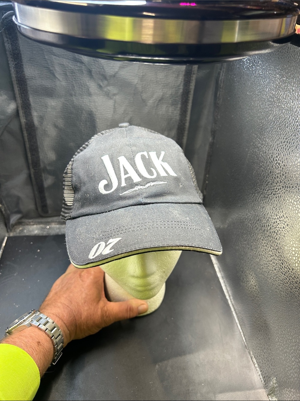 Jack Daniels Black Trucker Hat with White 'JACK' Logo